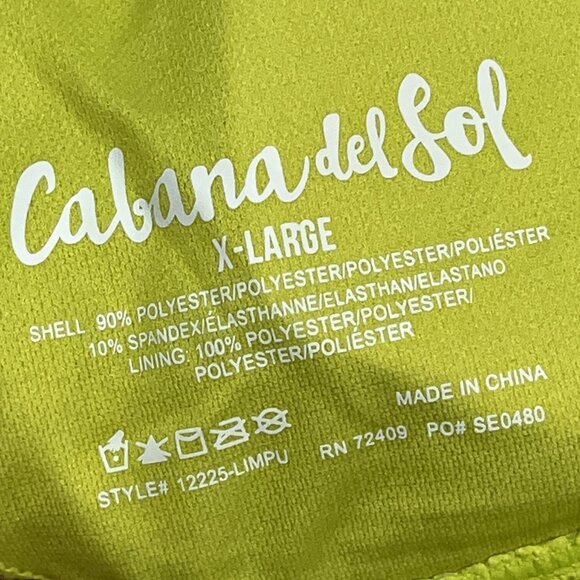 Cabana Del Sol Bikini Womens XL Lime‎ Green Textured Bandeau High Waist Cheeky - Picture 6 of 6